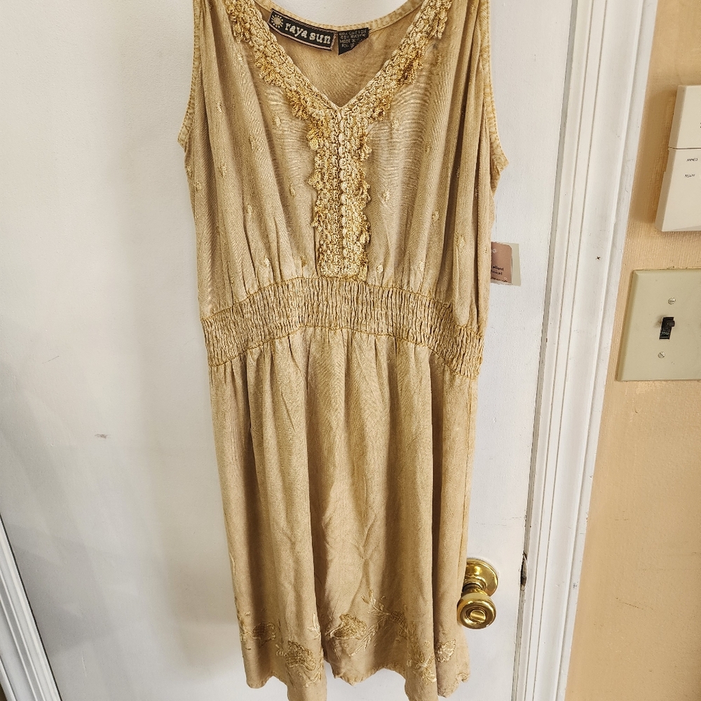 Raya Sun Womens  Sleeveless Embroidered Cotton Blend Dress Size S.NWT